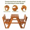 Gardenised Kids Picnic Table Bench with Backrest, Children's Backyard Table, Dining, and Playtime Patio Table QI004615